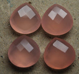 3 Matched Pair, AAA Quality, Rose Chalcedony Faceted Heart Shape Briolette's 12mm