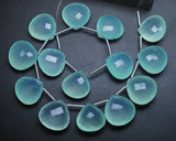 3 Matched Pair, Aaa Quality, Sea Green Chalcedony Faceted Heart Shape Briolettes 15mm