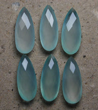 Load image into Gallery viewer, 3 Matched Pair, Aaa Quality, Side Drilled Aqua Chalcedony Faceted Long Pear Shape Briolettes 8X20mm - Jalvi &amp; Co.