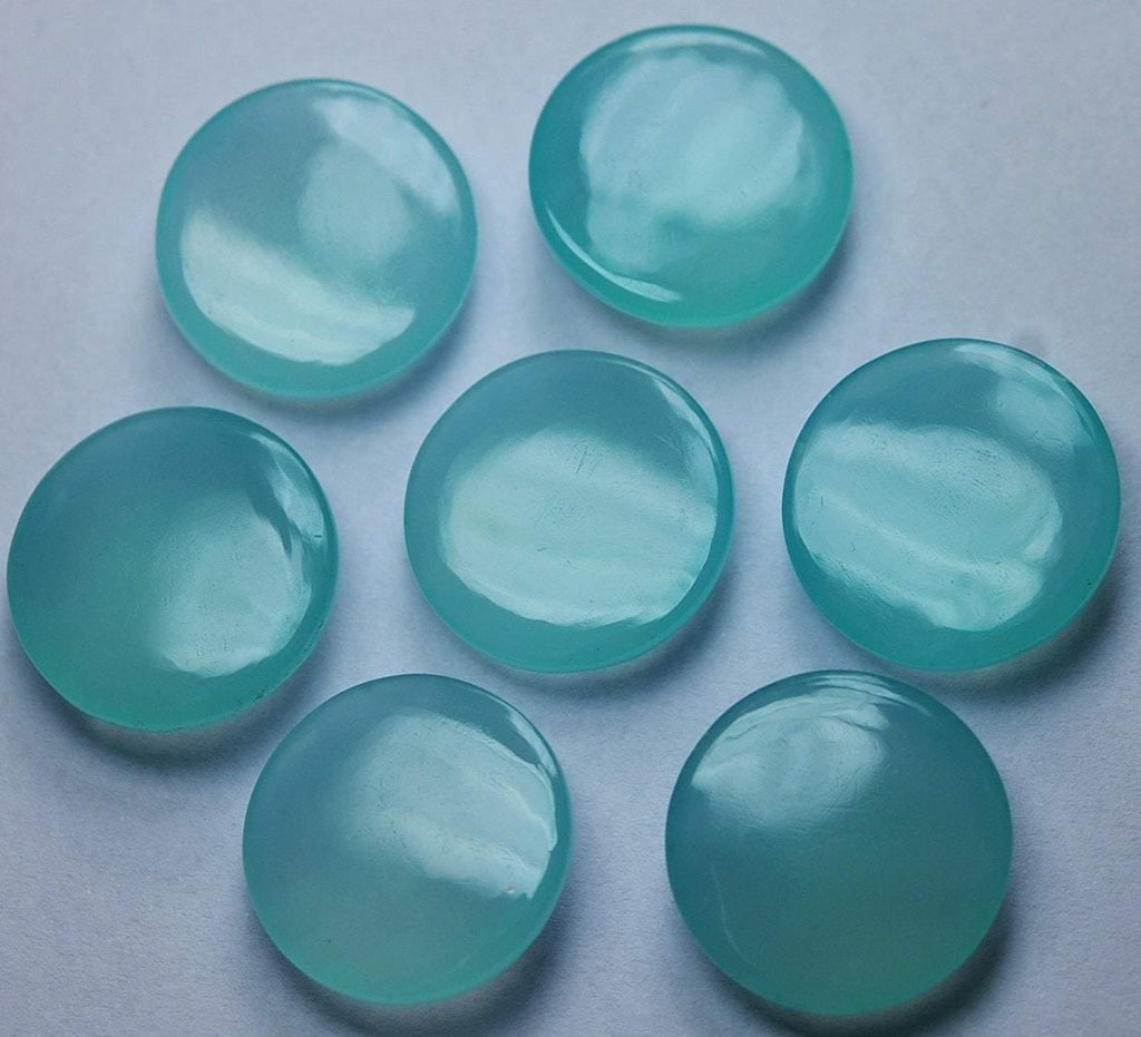 3 Matched Pair, Aaa Quality,Aqua Chalcedony Rose Cut Coins Shape, 14mm - Jalvi & Co.