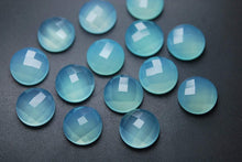 Load image into Gallery viewer, 3 Matched Pair, Aaa Quality,Aqua Chalcedony Rose Cut Coins Shape, 14mm - Jalvi &amp; Co.
