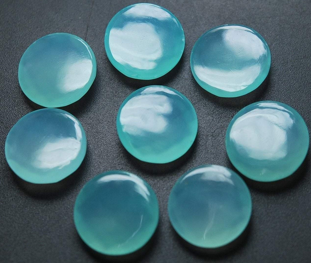 3 Matched Pair, Aaa Quality,Aqua Chalcedony Rose Cut Coins Shape, 14mm - Jalvi & Co.