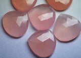 3 Matched Pair, Aaa Quality,Front Drilled Rose Pink Chalcedony Faceted Heart Shape Briolettes 25mm