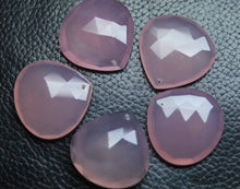 Load image into Gallery viewer, 3 Matched Pair, Aaa Quality,Front Drilled Rose Pink Chalcedony Faceted Heart Shape Briolettes 25mm - Jalvi &amp; Co.