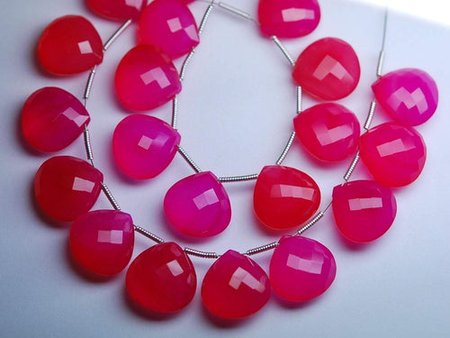 3 Matched Pair, Aaa Quality,Pink Chalcedony Faceted Heart Shape Briolettes 14mm - Jalvi & Co.