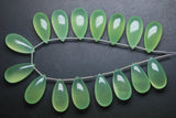 3 Matched Pair, Aaa Quality,Prehnite Chalcedony Smooth Long Pear Shape Briolettes 10X20mm