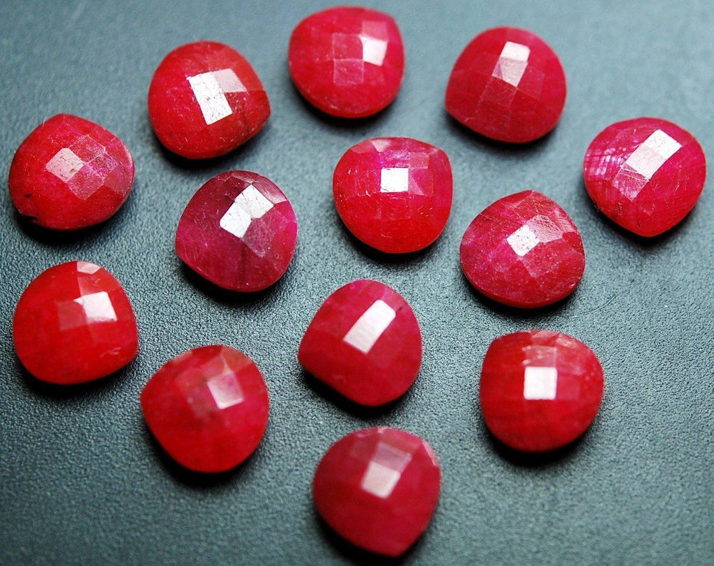 3 Matched Pair Dyed Natural Ruby Faceted Heart Shape 10mm Size. - Jalvi & Co.