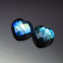 Load image into Gallery viewer, 3 Matched Pair, Finest Quality, Natural Labradorite Faceted Heart Shaped Briolette, 14mm Size. - Jalvi &amp; Co.