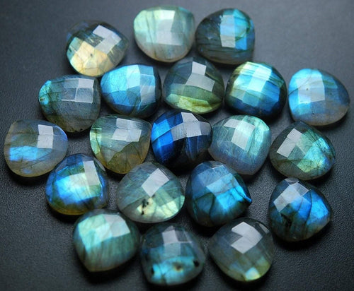 3 Matched Pair, Finest Quality,Labradorite Faceted Heart Shape, 14mm Size - Jalvi & Co.