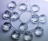 3 Matched Pair Of Finest Quality, 14mm Size, Rock Crystal Quartz Faceted Heart Shaped Briolettes