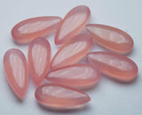 3 Matched Pair One Side Flat Rose Chalcedony Faceted Long Pear Shape 8X20mm