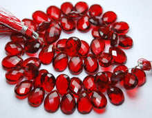 Load image into Gallery viewer, 3 Matched Pair Ruby Red Quartz Micro Faceted Pear Briolette, 10X14mm Approx , - Jalvi &amp; Co.