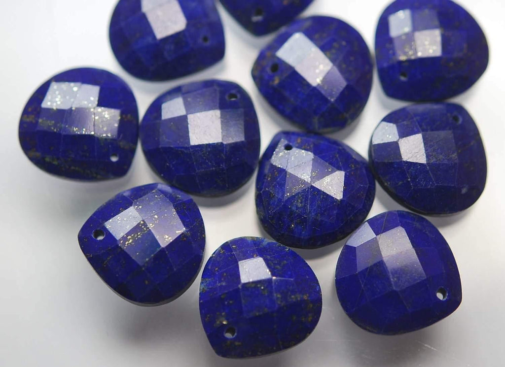 3 Matched Pair,Front Drilled Natural Lapis Lazuli Faceted Heart Shape Briolettes 14mm - Jalvi & Co.