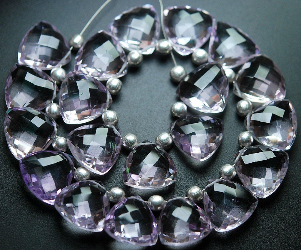 3 Matched Pairs, Aaa Quality Natural Pink Amethyst Faceted Trillion Shape Briolettes, 14mm Long - Jalvi & Co.