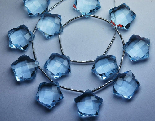 3 Matched Pairs,Aquamarine Blue Quartz Faceted Star Shape Briolette,Size14mm Approx - Jalvi & Co.