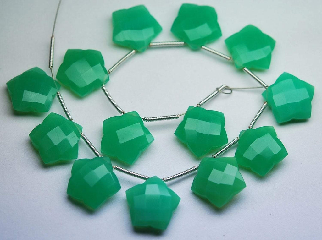 3 Matched Pairs,Chrysoprase Chalcedony Faceted Star Shape Briolette,Size14mm Approx - Jalvi & Co.