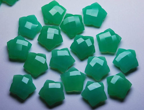 3 Matched Pairs,Chrysoprase Chalcedony Faceted Star Shape Briolette,Size14mm Approx - Jalvi & Co.