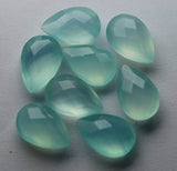 3 Matched Pair,Side Drilled,Aqua Chalcedony Faceted Pear Shape Briolettes 12X8mm