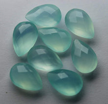 Load image into Gallery viewer, 3 Matched Pair,Side Drilled,Aqua Chalcedony Faceted Pear Shape Briolettes 12X8mm - Jalvi &amp; Co.