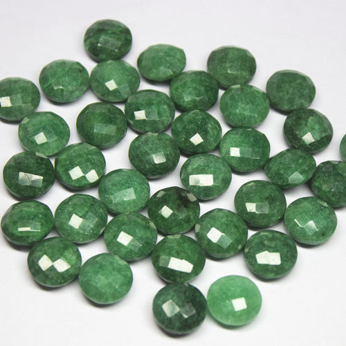 3 matching pair, 12mm, Emerald Faceted Round Coin Shape Briolette, Emerald - Jalvi & Co.