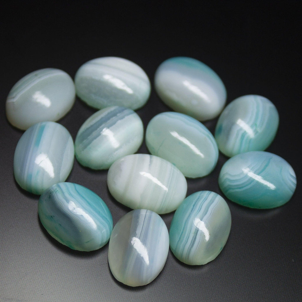 3 matching pair, 14x10mm, Natural Agate Smooth Polished Oval Shape Cabochon Loose Gemstone Beads - Jalvi & Co.