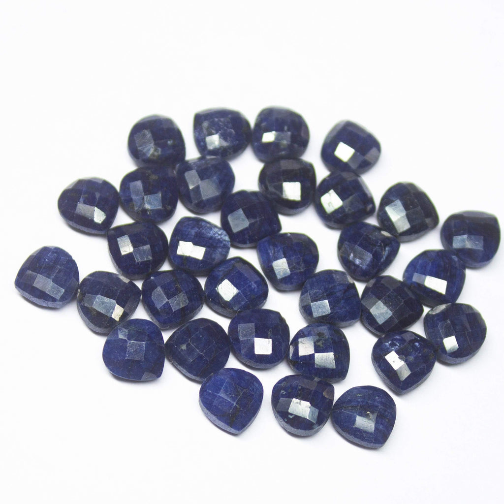 3 matching pair, 8mm, Natural Blue Sapphire Faceted Heart Briolette Shape Gemstone Beads, SIDE DRILLED - Jalvi & Co.