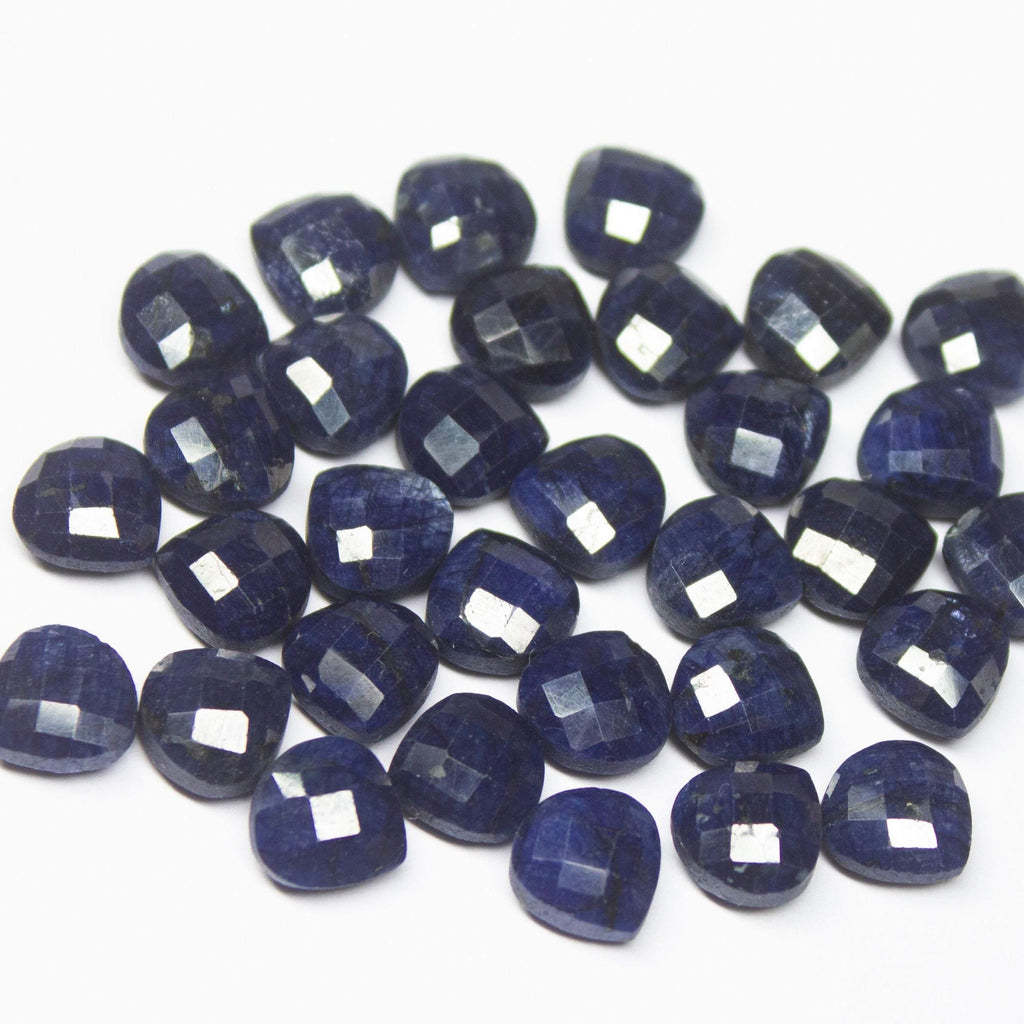 3 matching pair, 8mm, Natural Blue Sapphire Faceted Heart Briolette Shape Gemstone Beads, SIDE DRILLED - Jalvi & Co.