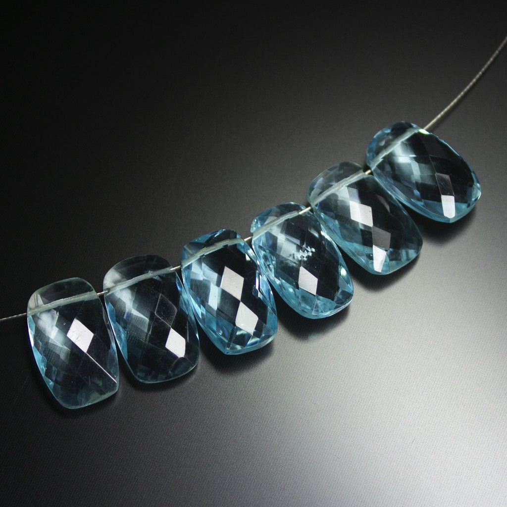 3 matching pair, Natural Sky Blue Quartz Faceted Rectangular Beads 16x10mm - Jalvi & Co.
