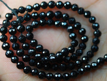Load image into Gallery viewer, 3 mm,Full 14 Inch Long Strand,Black Spinel Finest Quality Micro Faceted Round Rondells, - Jalvi &amp; Co.