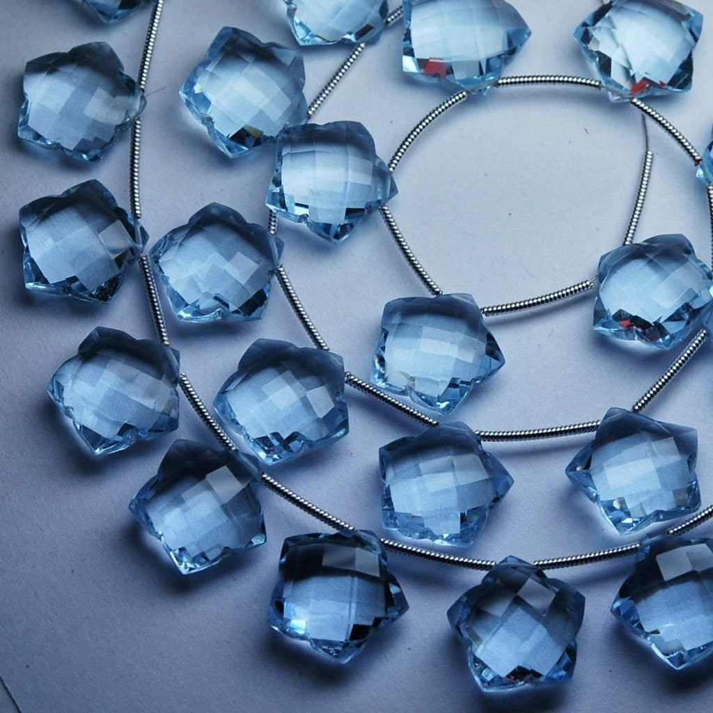 3 Pair Aquamarine Blue Quartz Faceted Star Briolette Loose Gemstone Beads 14mm - Jalvi & Co.