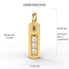 Load image into Gallery viewer, 3 Stone Diamond Bar Charm Pendant / 14k 18k Solid Gold Pendant / Diamond Pendant / Trio Diamond Charm / Sale - Jalvi &amp; Co.