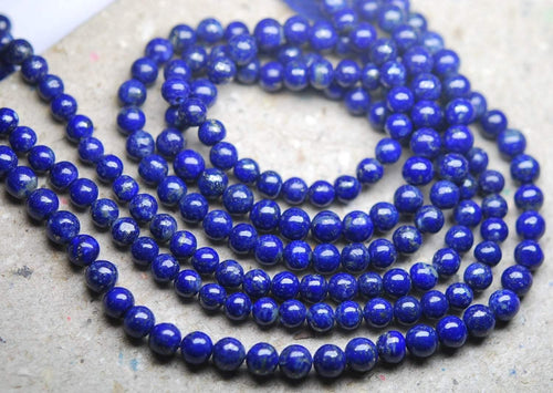 3 Strand 13 Inch Long Strand-Super-Aaa Quality,Lapis Lazuli Smooth Polished Round Rondells, 6-6.5mm Size - Jalvi & Co.