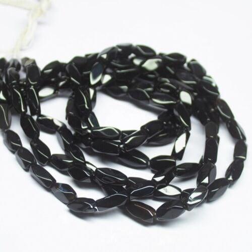 3 Strand Black Onyx Faceted Rectangle Nugget Gemstone Loose Beads 14