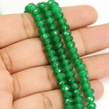 3 Strand Emerald Green Jade Faceted Rondelle Loose Gemstone Beads Strand 15