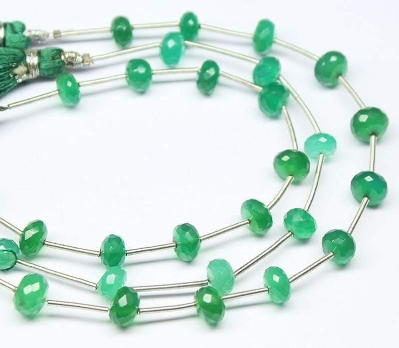 3 Strand Green Onyx Micro Faceted Rondelle Loose Gemstone Craft Beads 5" 5mm 6mm - Jalvi & Co.