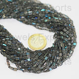 3 Strand Lot Blue Labradorite Smooth Gemstone Rectangle Bead Strand 3mm 4mm 15