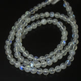 3 Strand  Natural Blue Rainbow Moonstone Smooth Round Beads 4.5mm 16inches