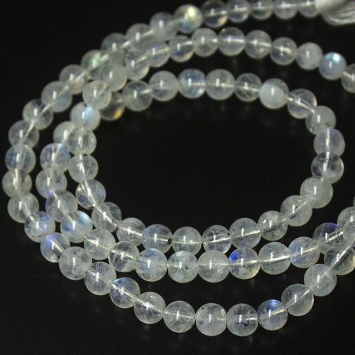 3 Strand Natural Blue Rainbow Moonstone Smooth Round Beads 4.5mm 16inches - Jalvi & Co.