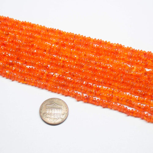 3 Strand Natural Orange Carnelian Smooth Rondelle Gemstone Loose Beads 3-4mm 14