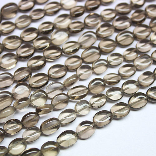 3 Strand Natural Smoky Quartz Smooth Oval Craft Loose Gemstone Beads 13