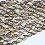 3 Strand Natural Smoky Quartz Smooth Oval Craft Loose Gemstone Beads 13