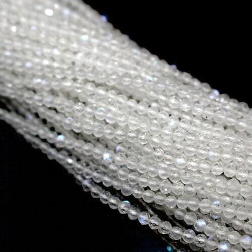 3 Strand Rainbow Moonstone Micro Faceted Round Gemstone Loose Tiny Beads 13