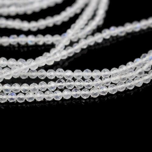3 Strand Rainbow Moonstone Micro Faceted Round Gemstone Loose Tiny Beads 13" 2mm - Jalvi & Co.