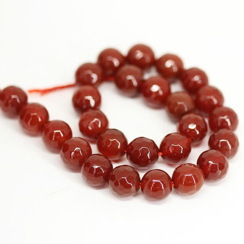 3 Strand Red Onyx Chalcedony Faceted Round Loose Gemstone Beads Strand 15
