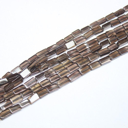3 Strand Smoky Quartz Gemstone Smooth Rectangle Beads Strand 5.5mm 8mm 14
