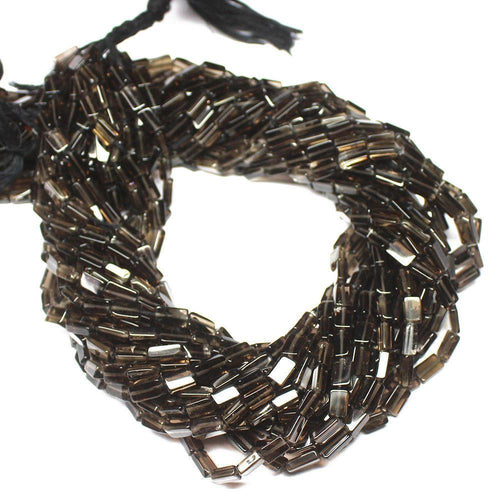 3 Strand Smoky Quartz Gemstone Smooth Rectangle Beads Strand 5.5mm 8mm 14