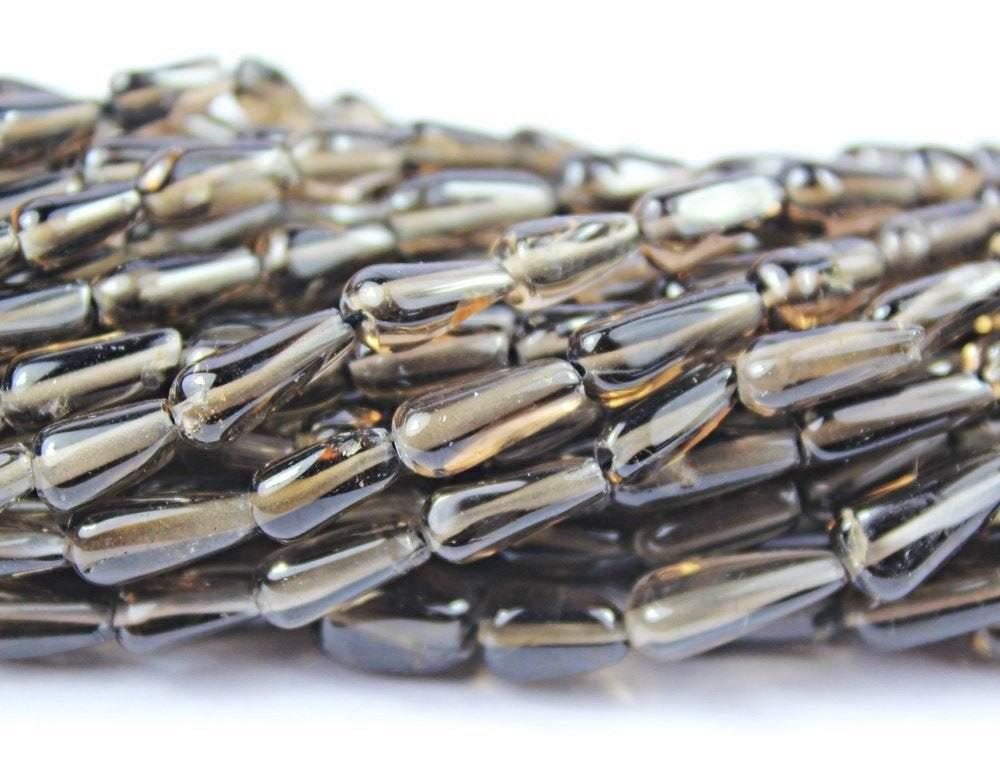 3 Strand Smoky Quartz Smooth Briolette Tear Drop Loose Beads Strand 9mm 14mm 13" - Jalvi & Co.