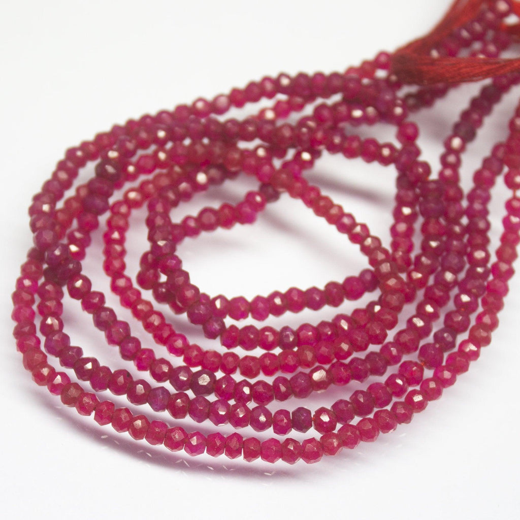 3 strands, 13 inches, 3.5mm 4mm, Natural Red Jade Faceted Rondelle Shape Beads Strand, Jade Beads - Jalvi & Co.