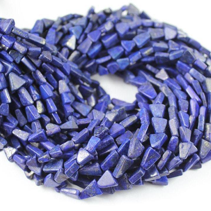 3 Strands Dyed Lapis Lazuli Smooth Trillion Gemstone Beads Strand 13" 5mm 10mm - Jalvi & Co.