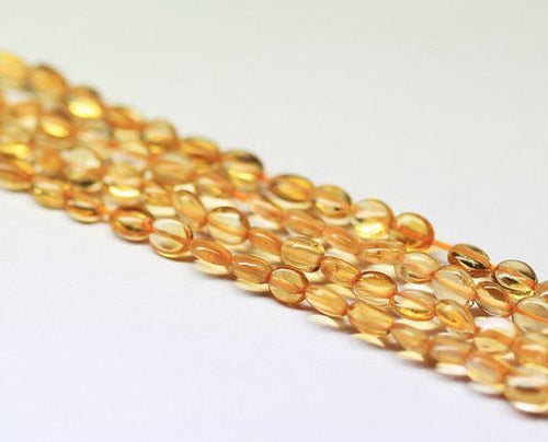 3 strands lot Golden Citrine Smooth Oval Gemstone Loose Spacer Beads 14